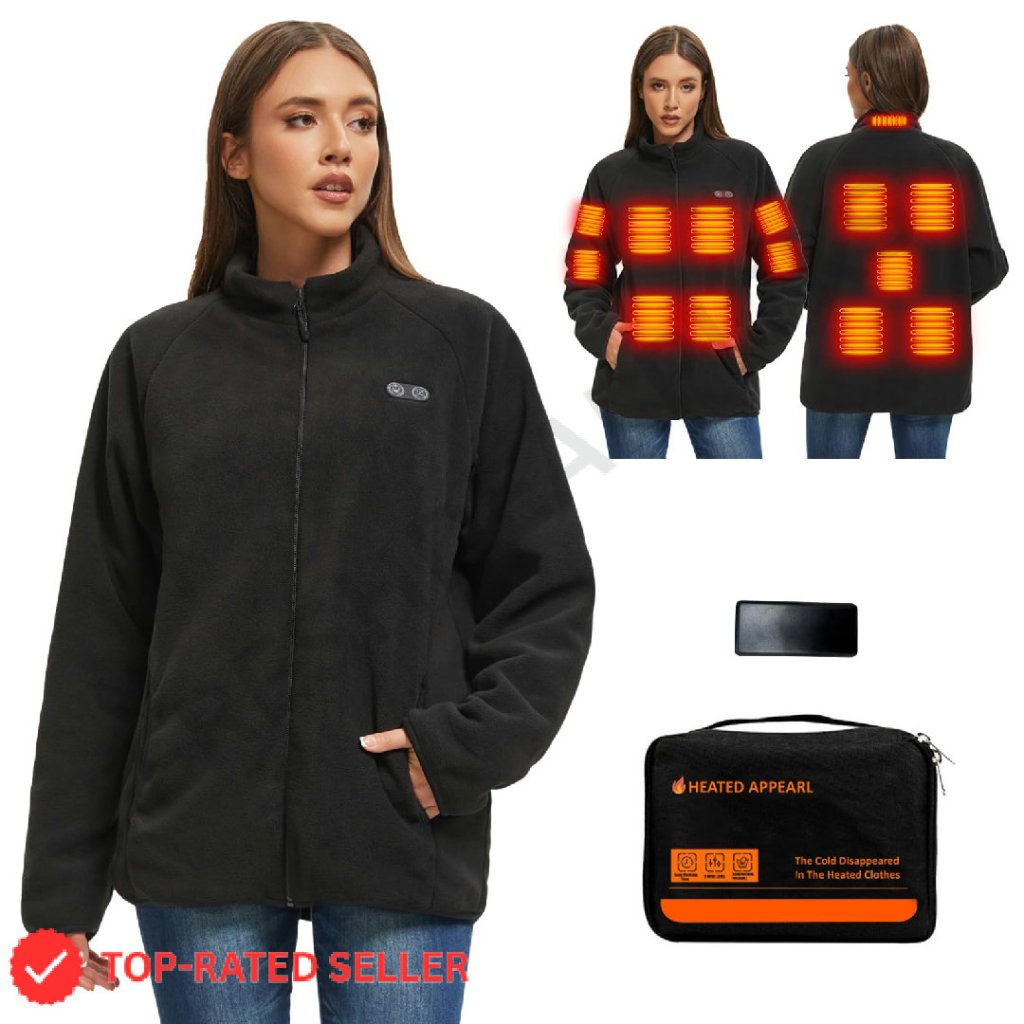 Heated Fleece Jacket With Battery Pack 3 Heat Levels Ultra Soft Winter Wear